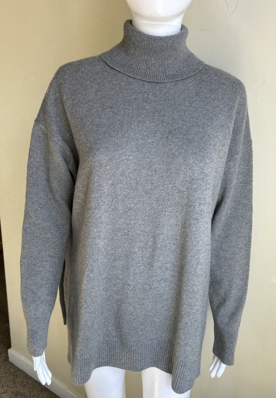 ALLSAINTS Gala Cashmere Sweater Gray Womens XS Oversized Roll Neck Quiet Luxury